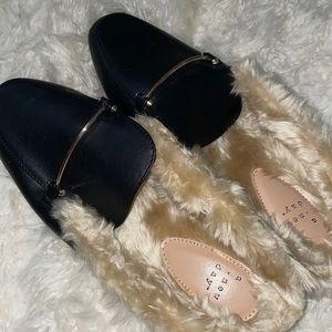 Faux fur mules